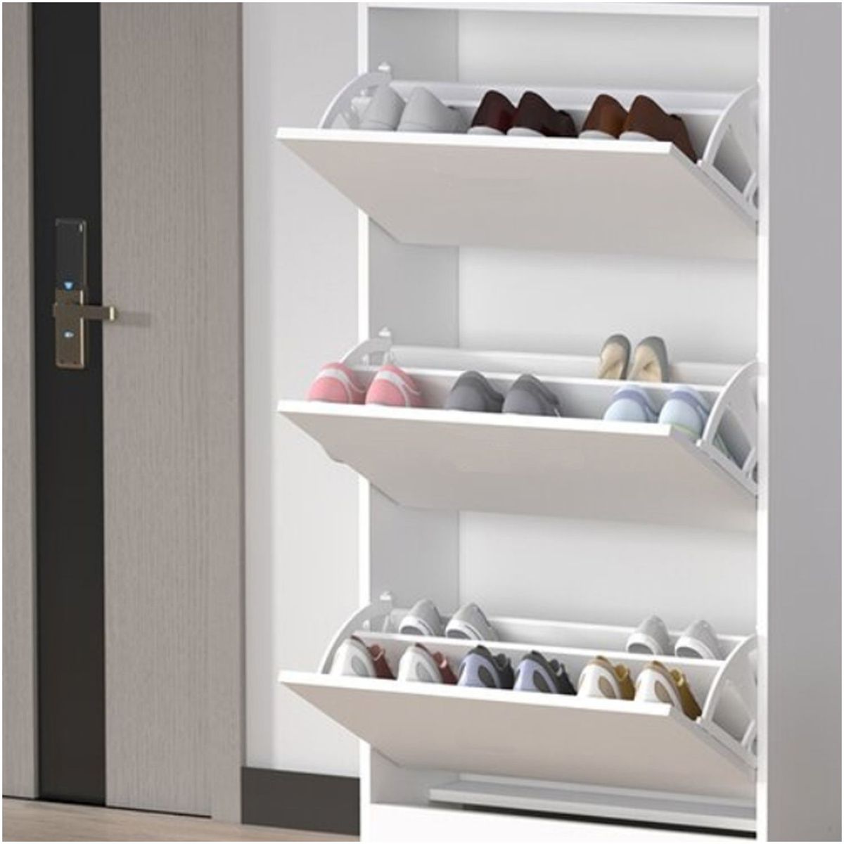 VENTITAS HOME - Zapatera Catriona 3 Compartimientos Ventitas Perú Blanco y Duna