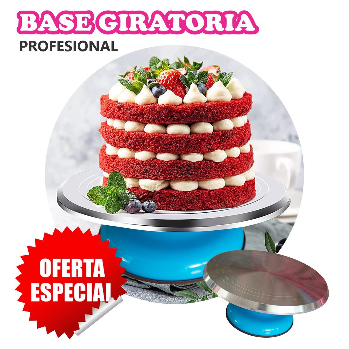 GENERICO - Base giratoria celeste para REPOSTERIA profesional de aluminio