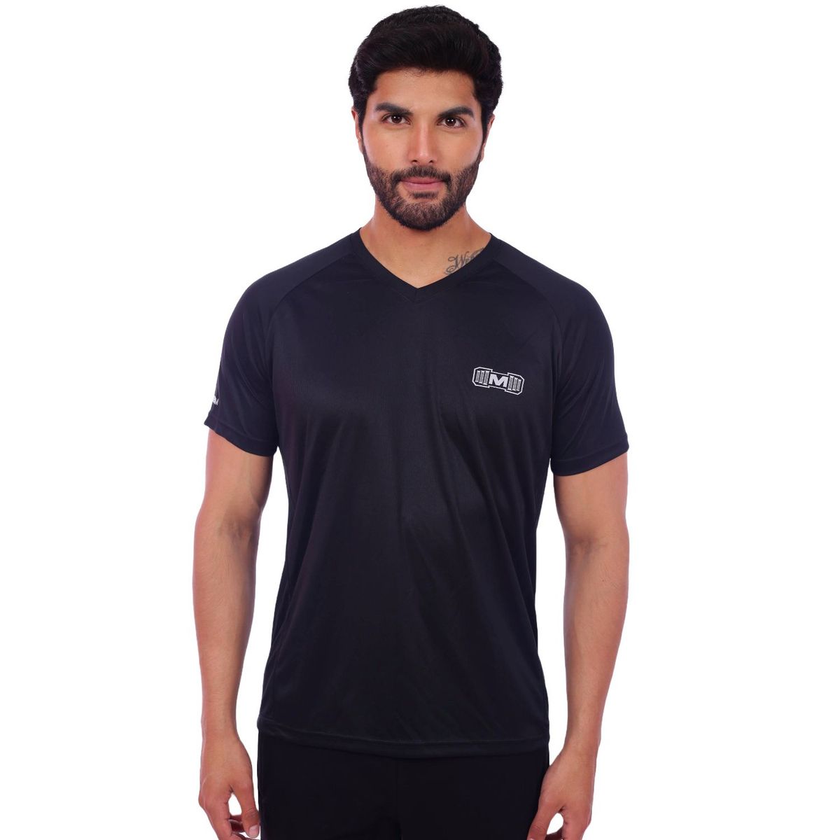 M MUSCLE MUSEUM - Polo Deportivo Color Negro para Hombre