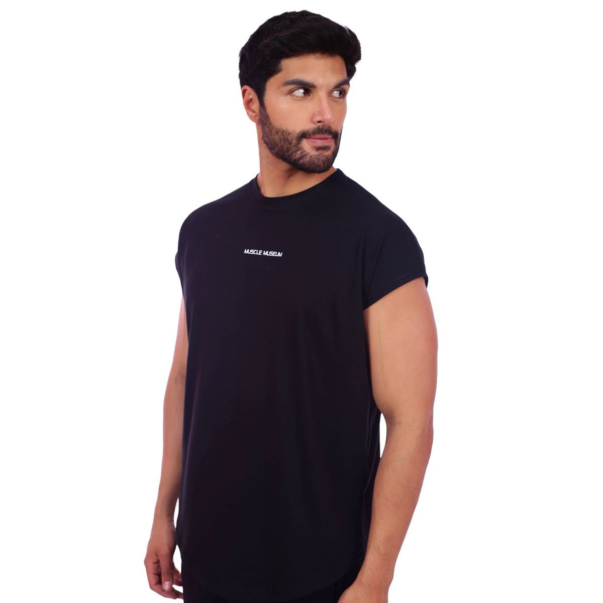 M MUSCLE MUSEUM - Polo Muscle Tee Manga Cero Color Negro para Hombre