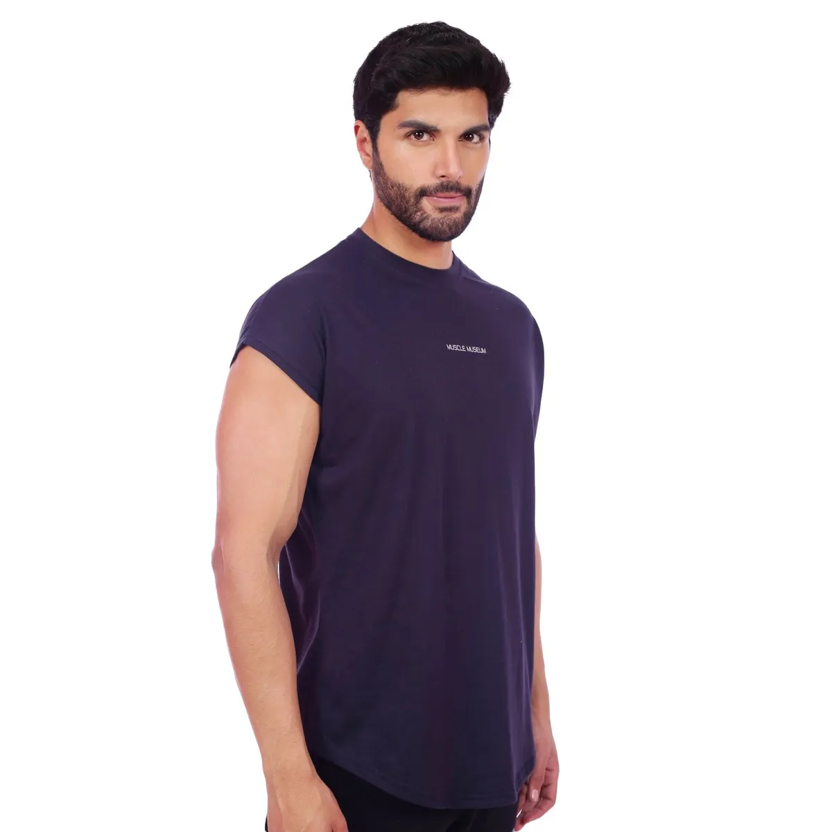 M MUSCLE MUSEUM - Polo Muscle Tee Manga Cero Color Azul Oscuro para Hombre