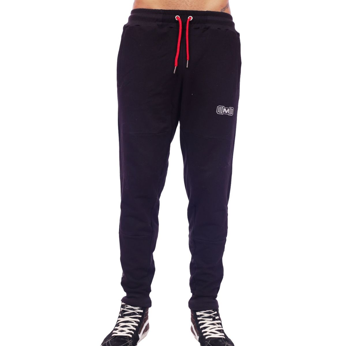 M MUSCLE MUSEUM - Jogger Deportivo Color Negro y Rojo Bolsillos con Cierre para Hombre