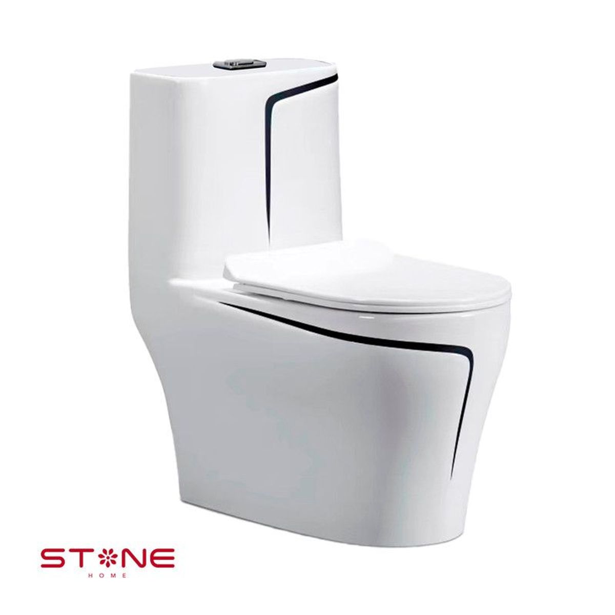 STONE - INODORO ONE PIECE MINIMALISTA HANK REDONDO BLANCO CNEGRO STONE