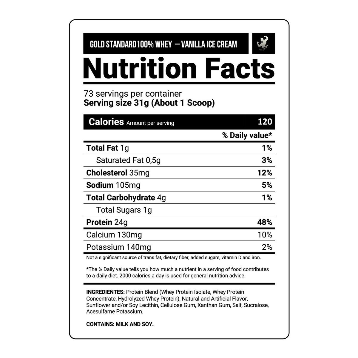 OPTIMUN NUTRITION - Proteína Gold Standard Whey 5 LB - Vanilla Ice Cream