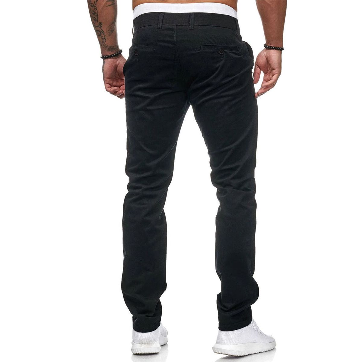 DENISASAA - Pantalones casuales pantalones de gasa ajustados para hombre