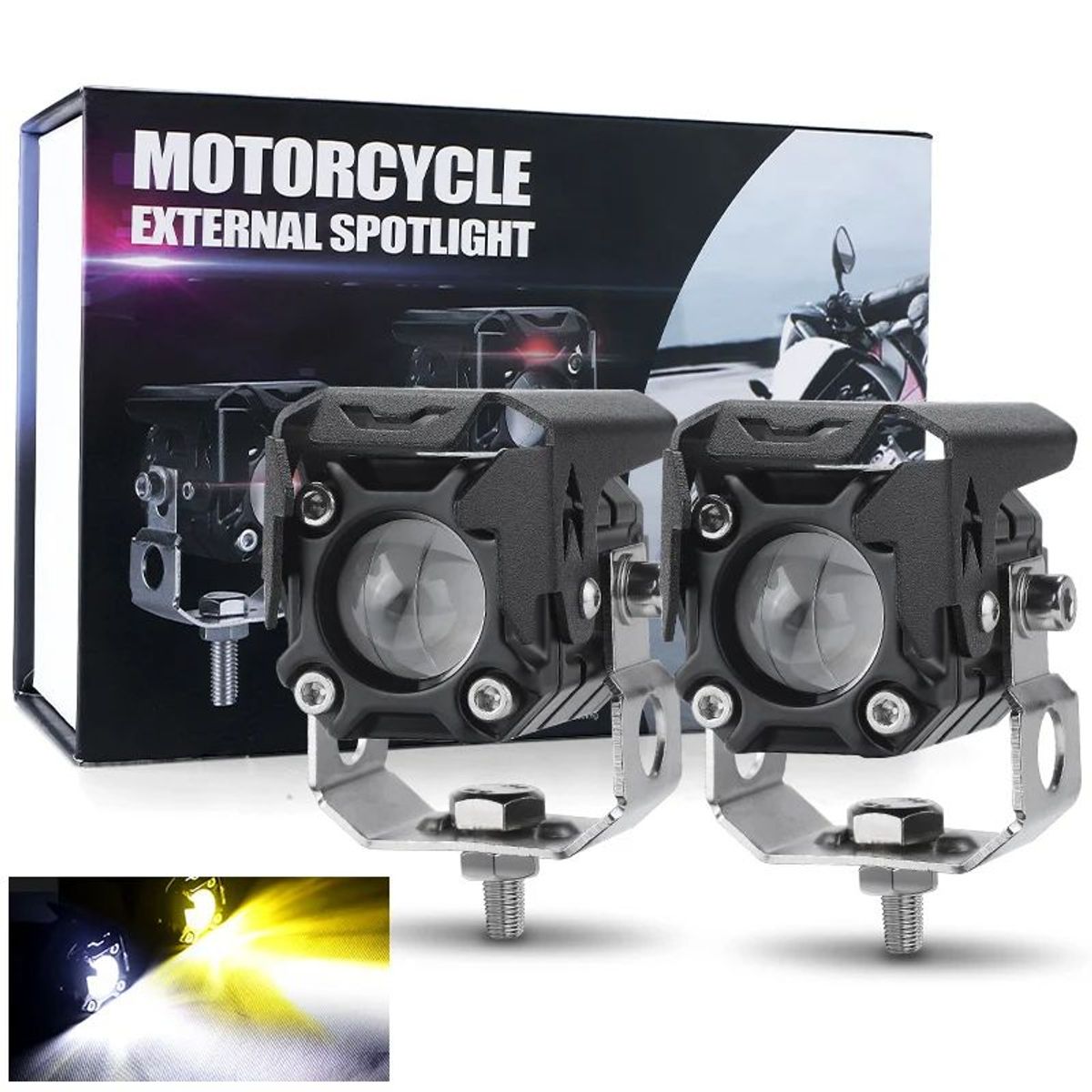 GENERICO - Faros Auxiliares De Lupa Para Motocicleta Con Estrobo 120w