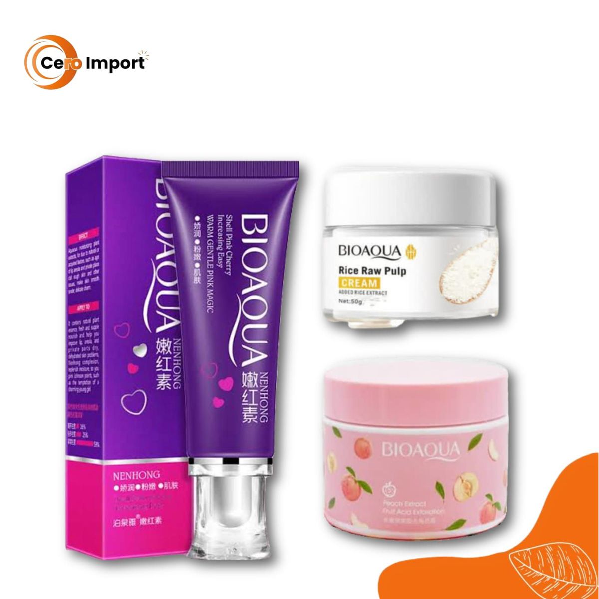 BIOAQUA - PACK Crema Aclarante de Arroz,  Despigmentante y Exfoliante - Bioaqua