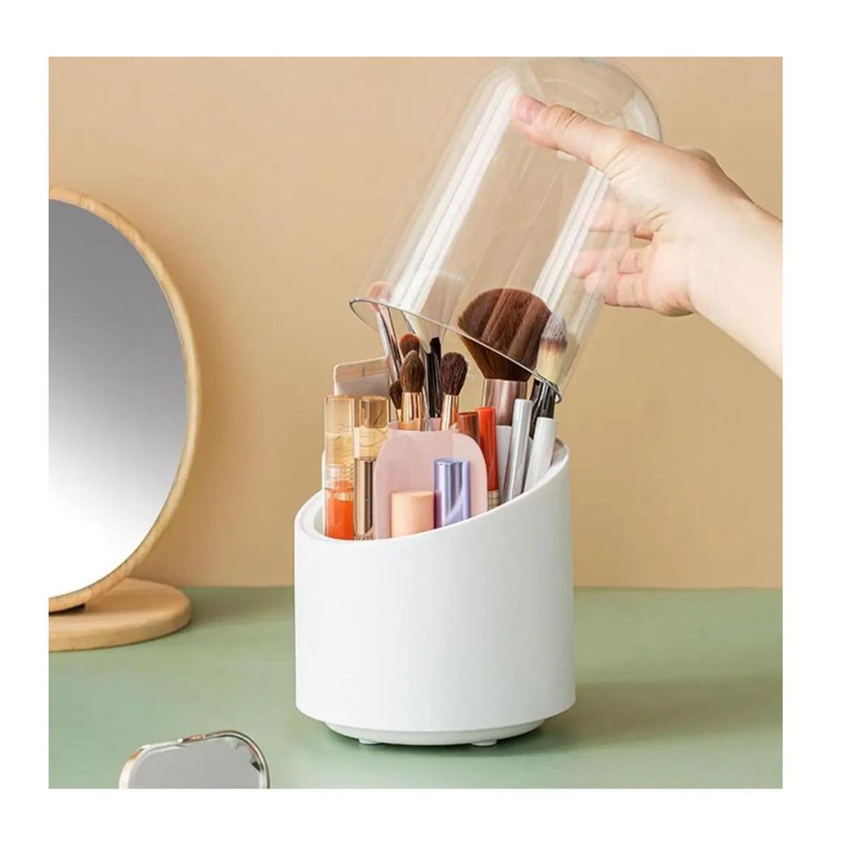 ROHS - Organizador Protector de Maquillaje Cosméticos Porta Brochas Giratorio