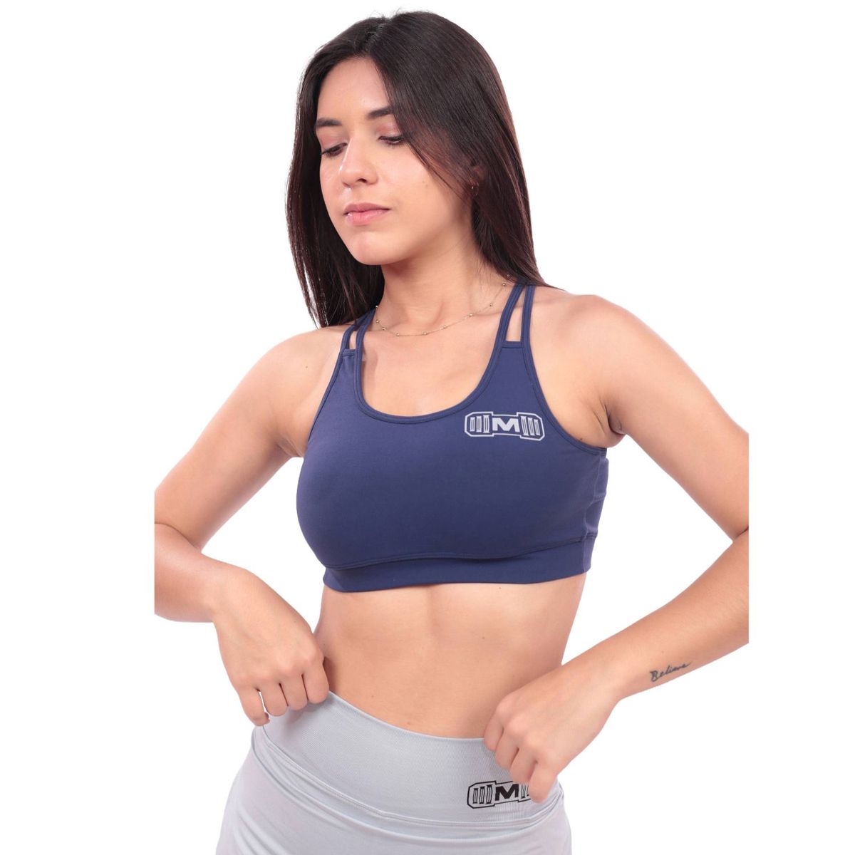 M MUSCLE MUSEUM - Top Deportivo con Tiras color Azul para Mujer