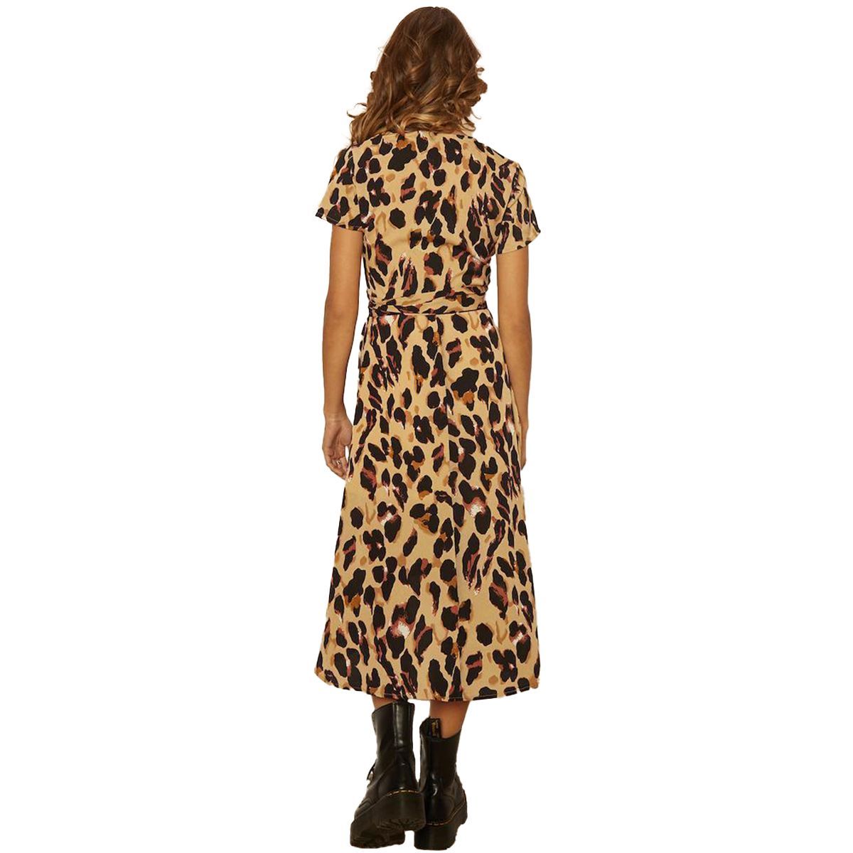 ZIMRAHYG - Vestido de manga larga con cuello V estampado de leopardo