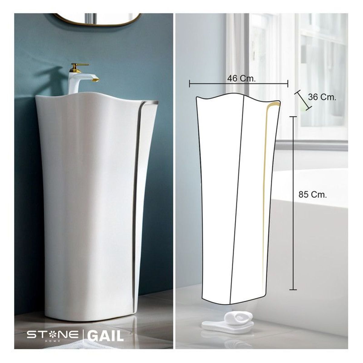 STONE - LAVATORIO STANDING GAIL BLANCO C NEGRO STONE