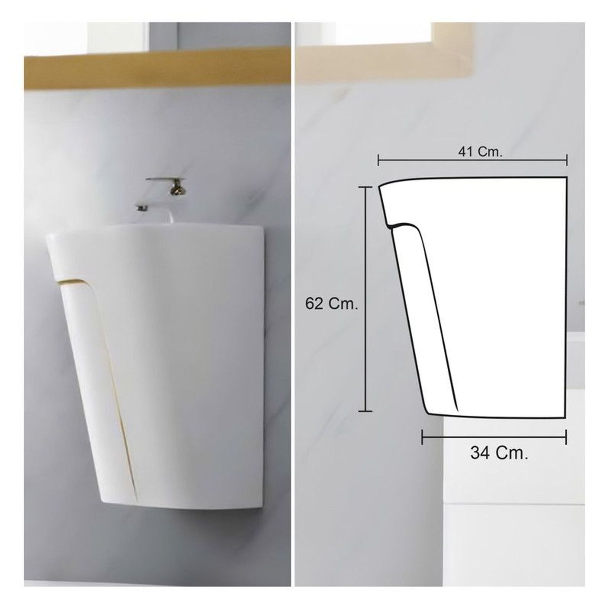 STONE - LAVATORIO SEMI-STANDING LIOR BLANCO C DORADO STONE