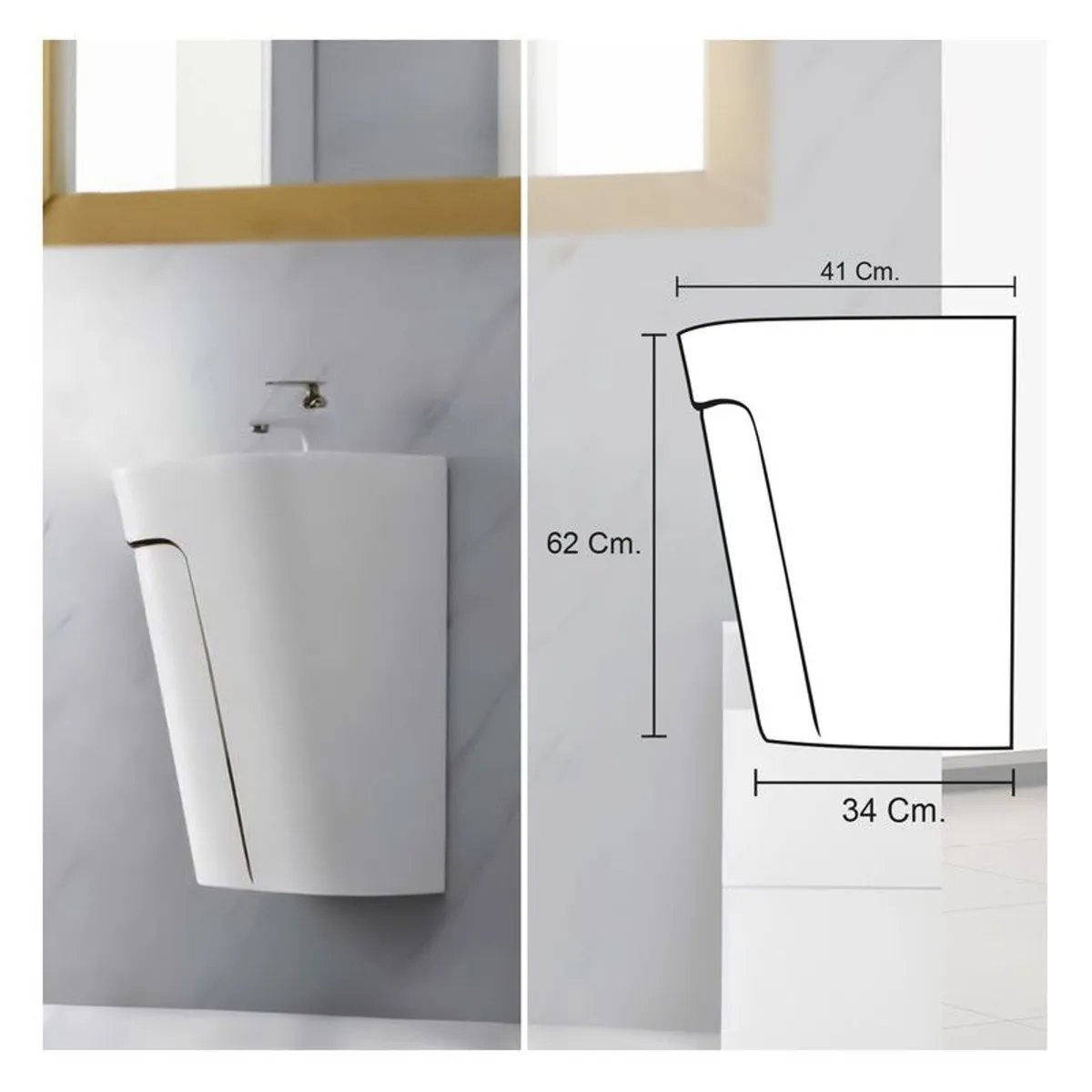 STONE - LAVATORIO SEMI-STANDING LIOR BLANCO C NEGRO STONE