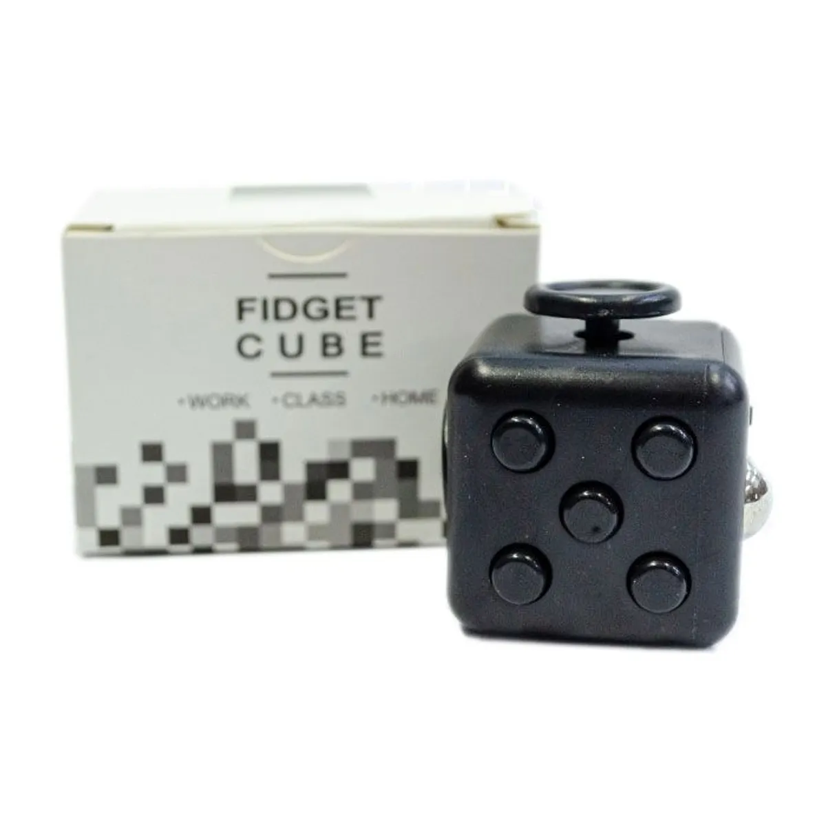 GENERICO - Cubo Relajante Antiestres Negro Con Boton Negro FIDGET CUBE
