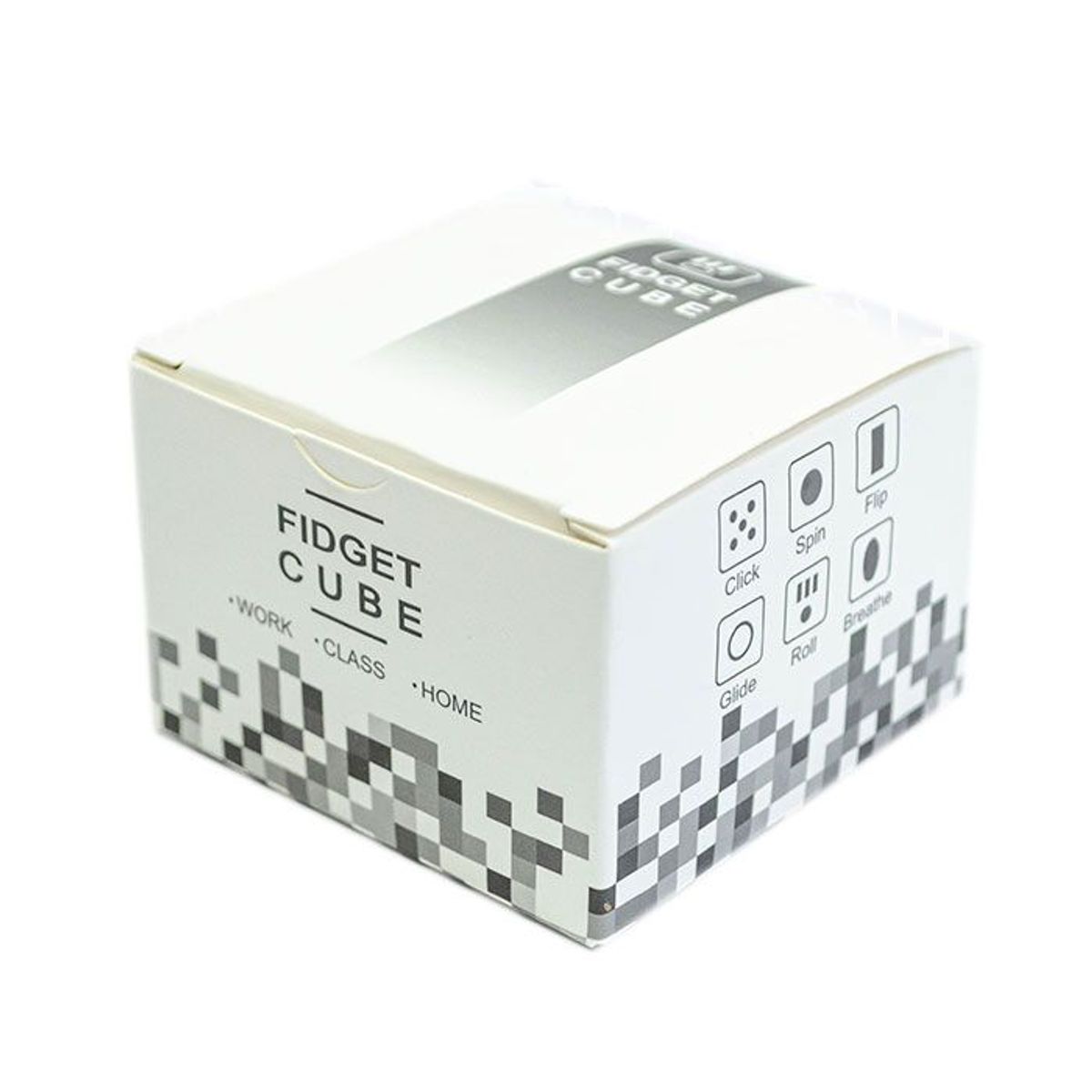 GENERICO - Cubo Relajante Antiestres Blanco y Boton Celeste FIDGET CUBE