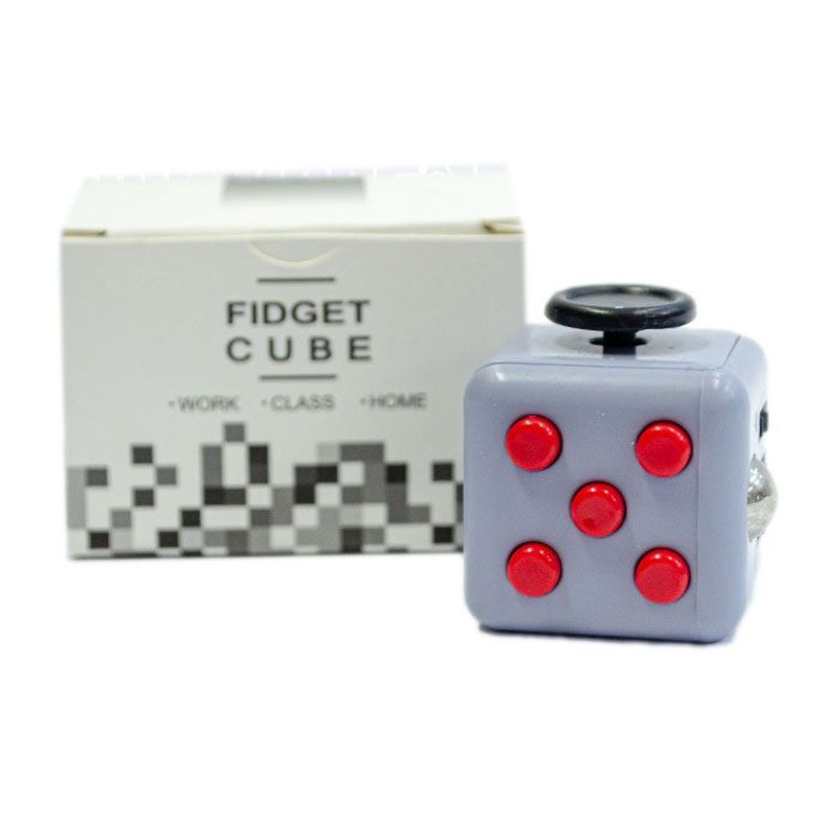 GENERICO - Cubo Relajante Antiestres Gris Con Botones Rojo FIDGET CUBE