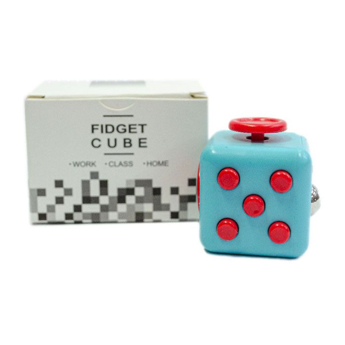 GENERICO - Cubo Relajante Turquesa Con Botones Rojo FIDGET CUBE