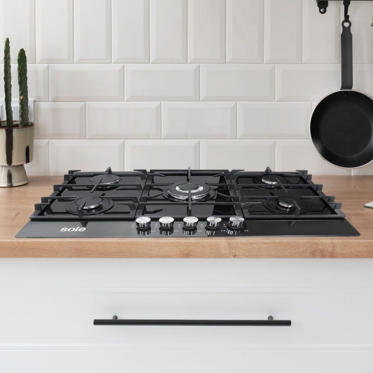 SOLE - COCINA EMPOTRABLE A GAS SOLE 5 HORNILLAS VIDRIO SOLCO046V2.