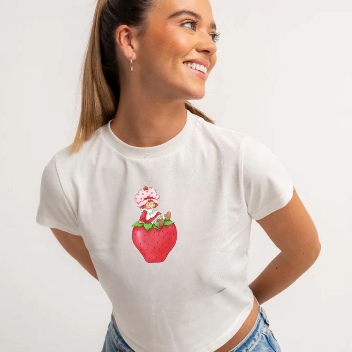 GENERICO - Baby Tee Algodón Fresita Polo Top Blanco