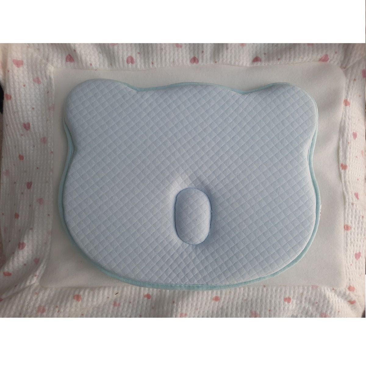 GENERICO - Almohada algodon viscoelastica antialérgica bebe celeste.