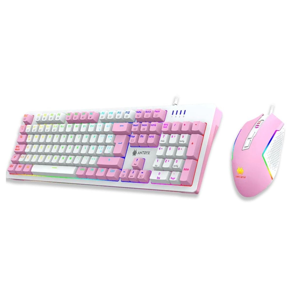 ANTRYX - COMBO GAMER PINK TECLADO MECANICO  MOUSE ANTRYX GC-5400 SWITCH AZUL