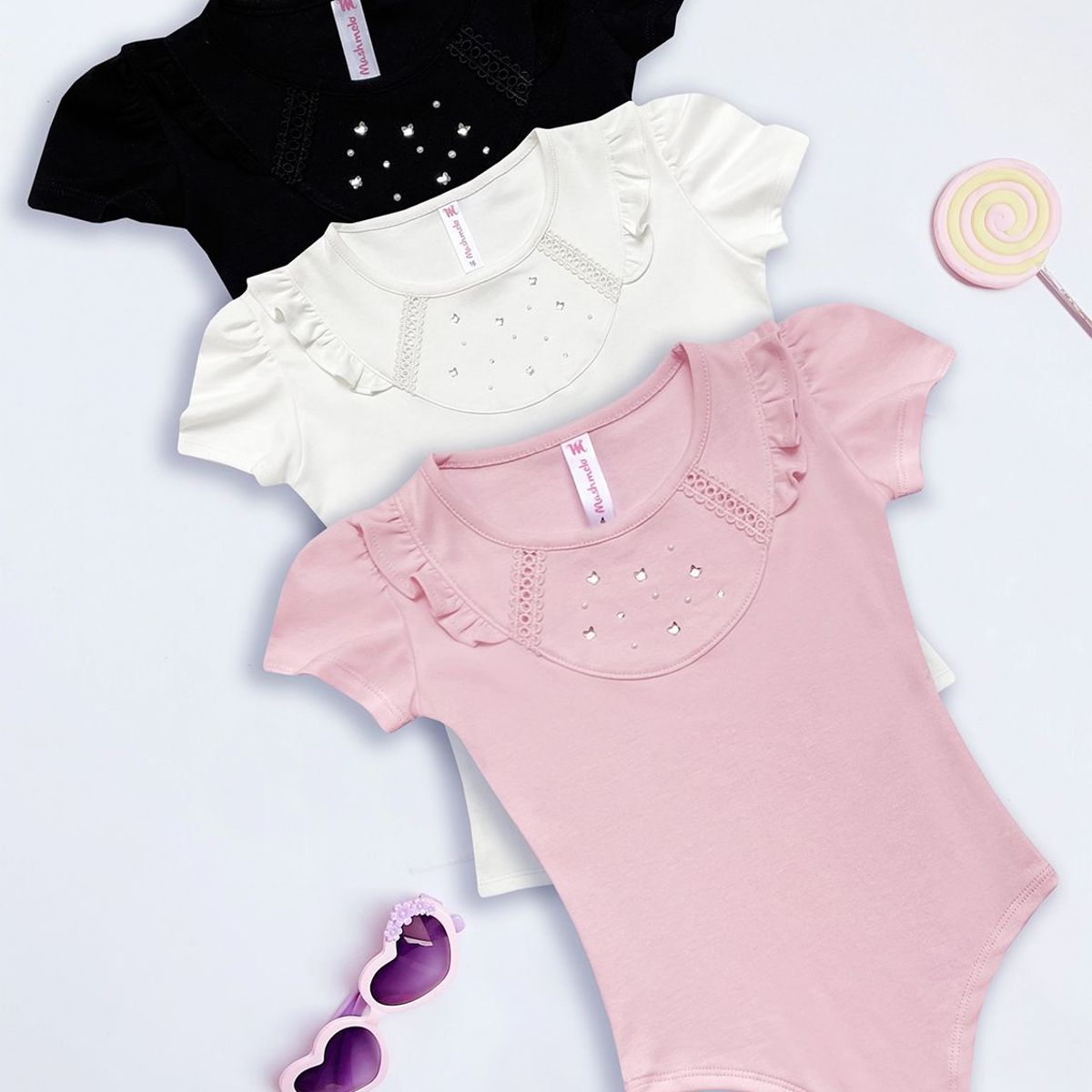 KIDS MASHMELO - BODY NIÑA ALGODÓN MANGA CORTA KIDS MASHMELO