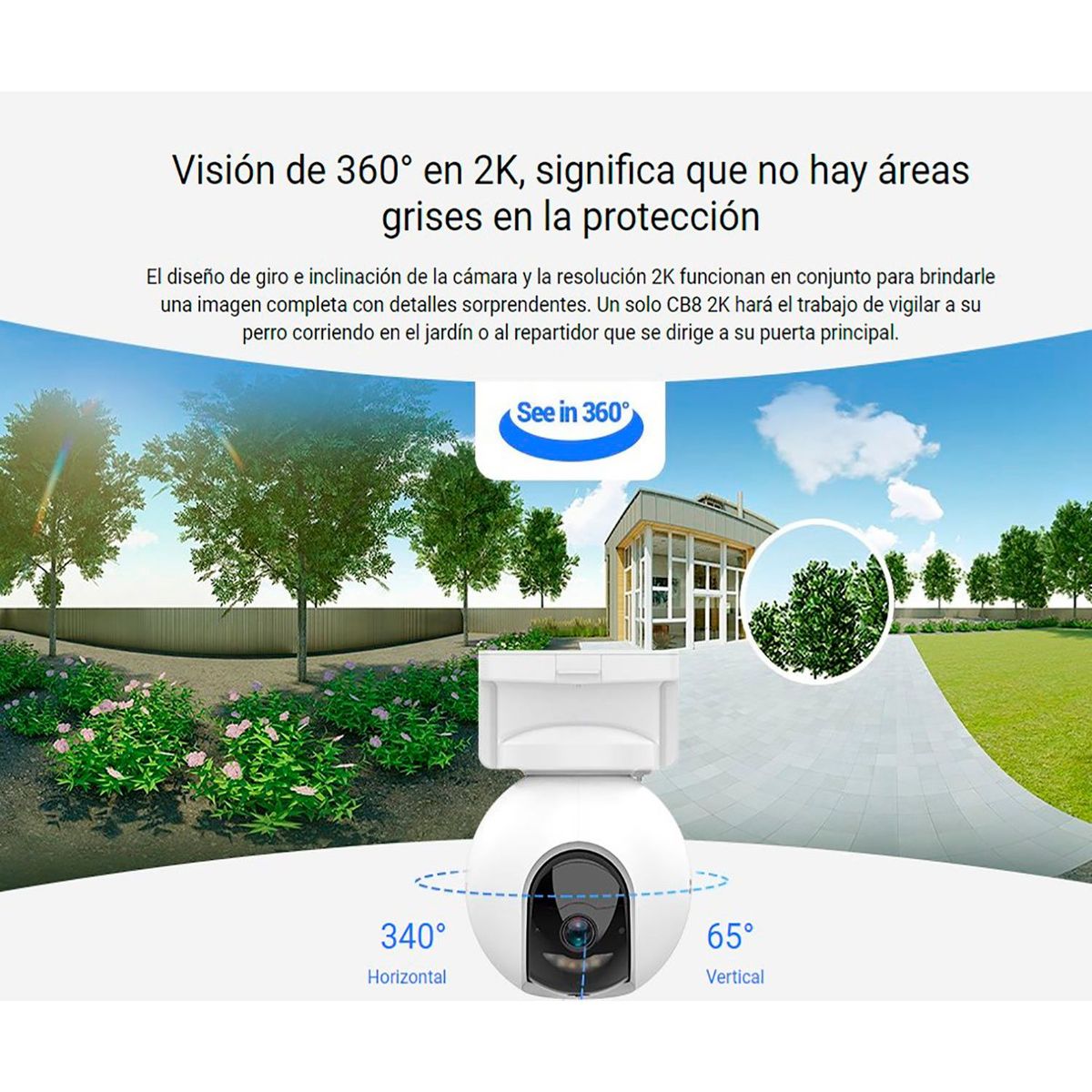 EZVIZ - Cámara Seguridad Wifi Inalambrico CB8 2K 3MP Ezviz Panel Solar