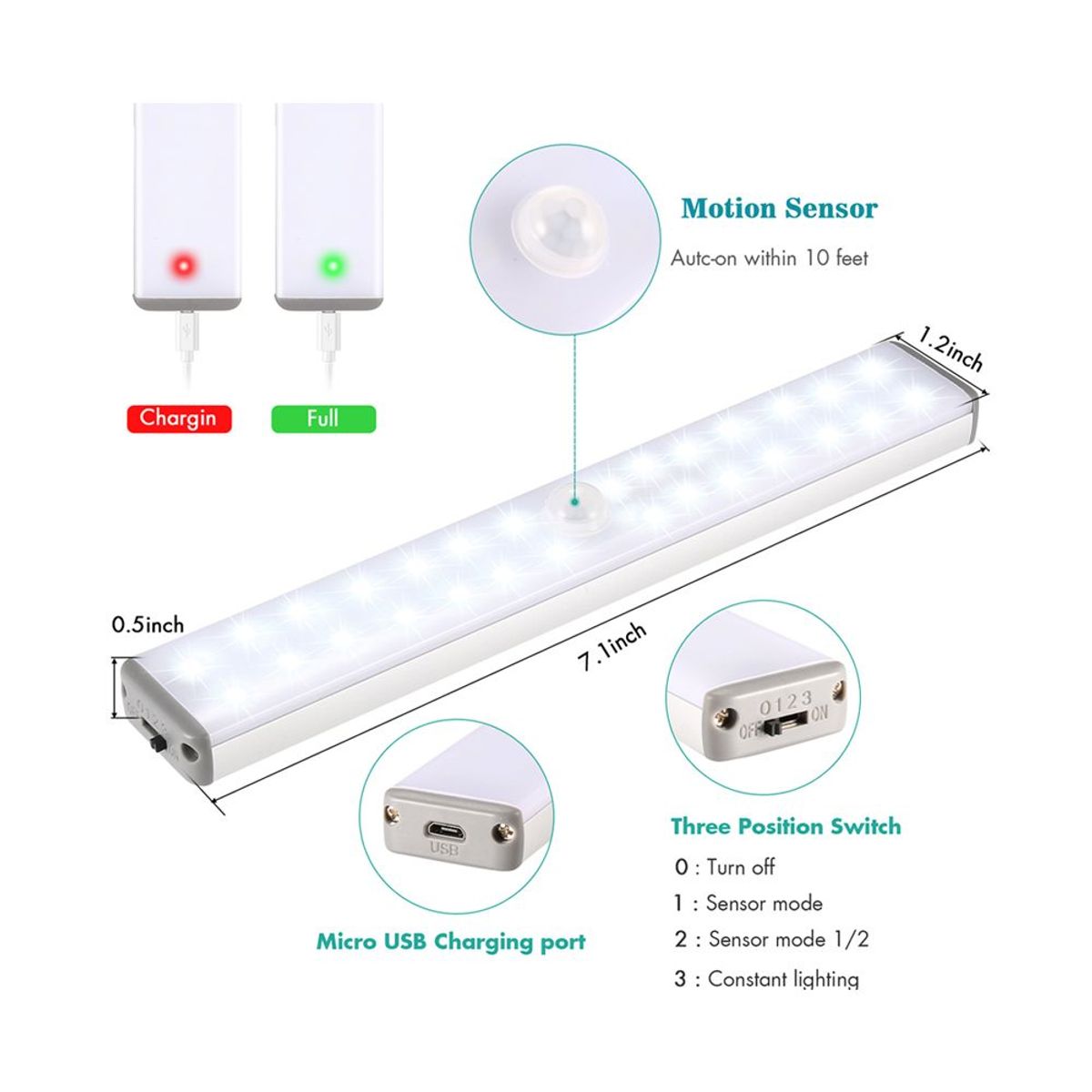 S&T - Luz Led S&T Recargable S-Movimiento Portable Iman Cold White SG28