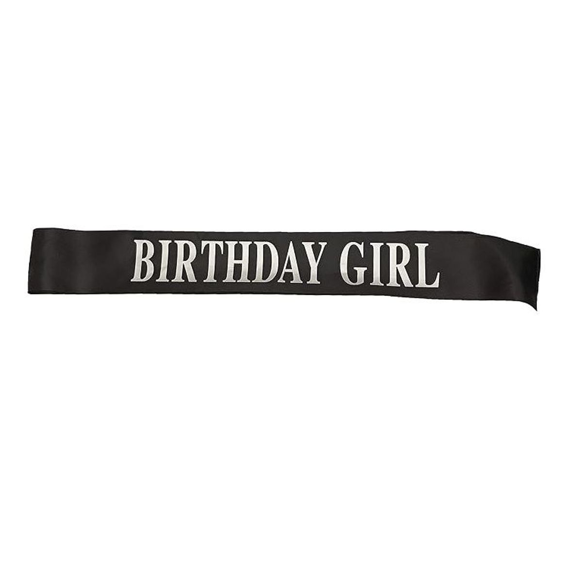 GENERICO - Banda cumpleaños Birthday Girl negro con letras plateadas