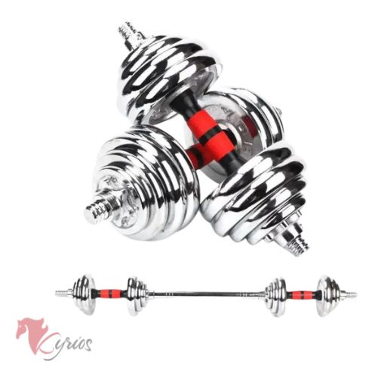 GENERICO - Set De Mancuerna Cromada Acolchada De 20 KG