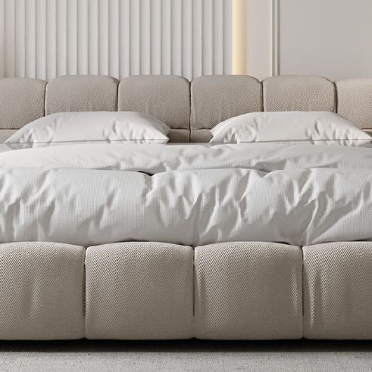 GENERICO - Cama Box Tarima + Cabecera Zola Beige 1.5 plazas