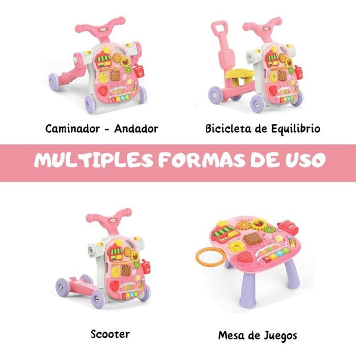 GENERICO - Andador - Caminador Musical Didáctico 4 en 1 Para Bebé