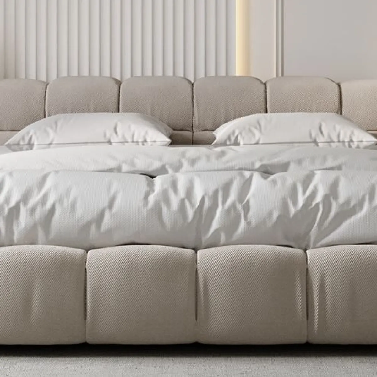 GENERICO - Cama Box Tarima + Cabecera Zola Beige 2 plazas