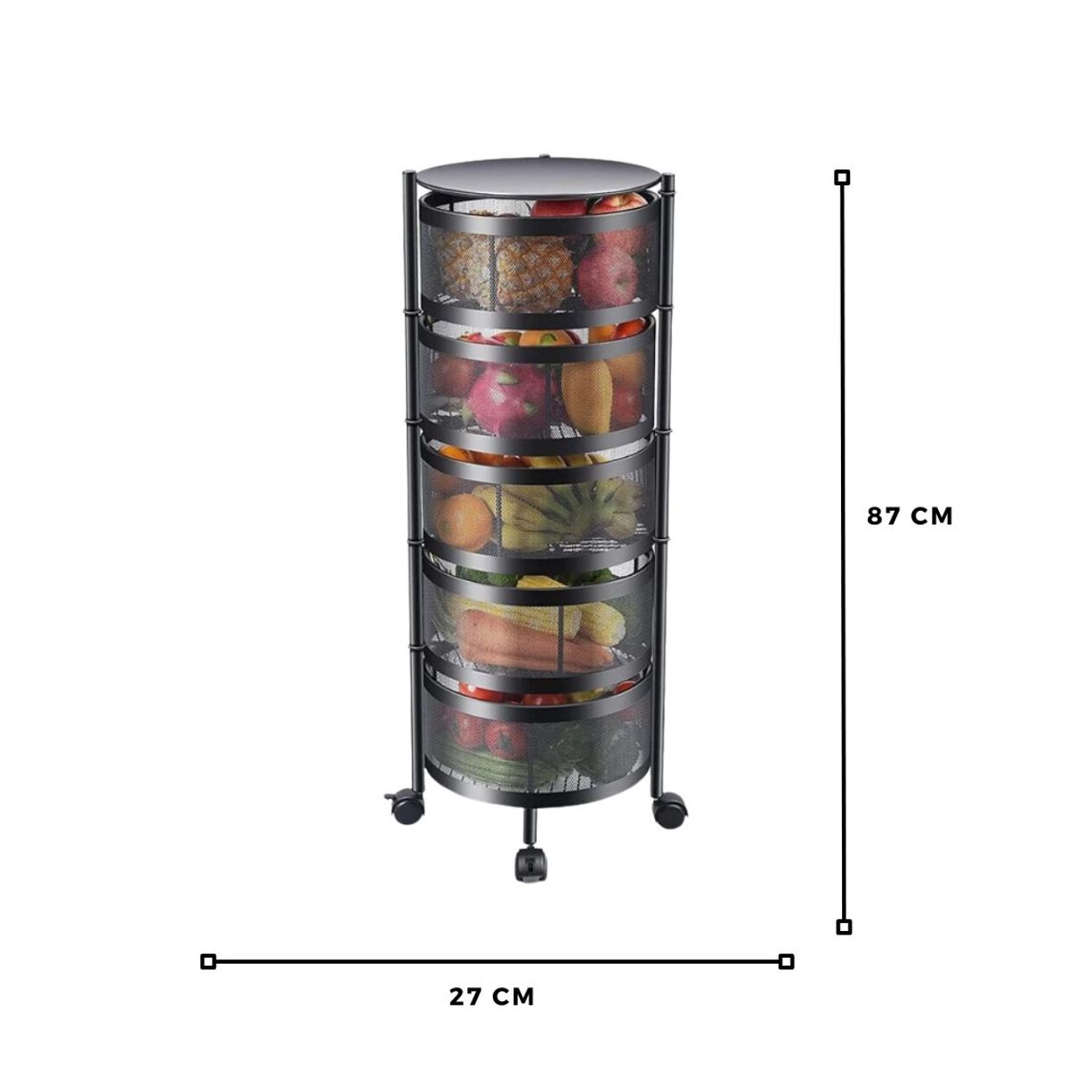 GENERICO - Estante Organizador de Verduras y Frutas de 5 Pisos con Ruedas
