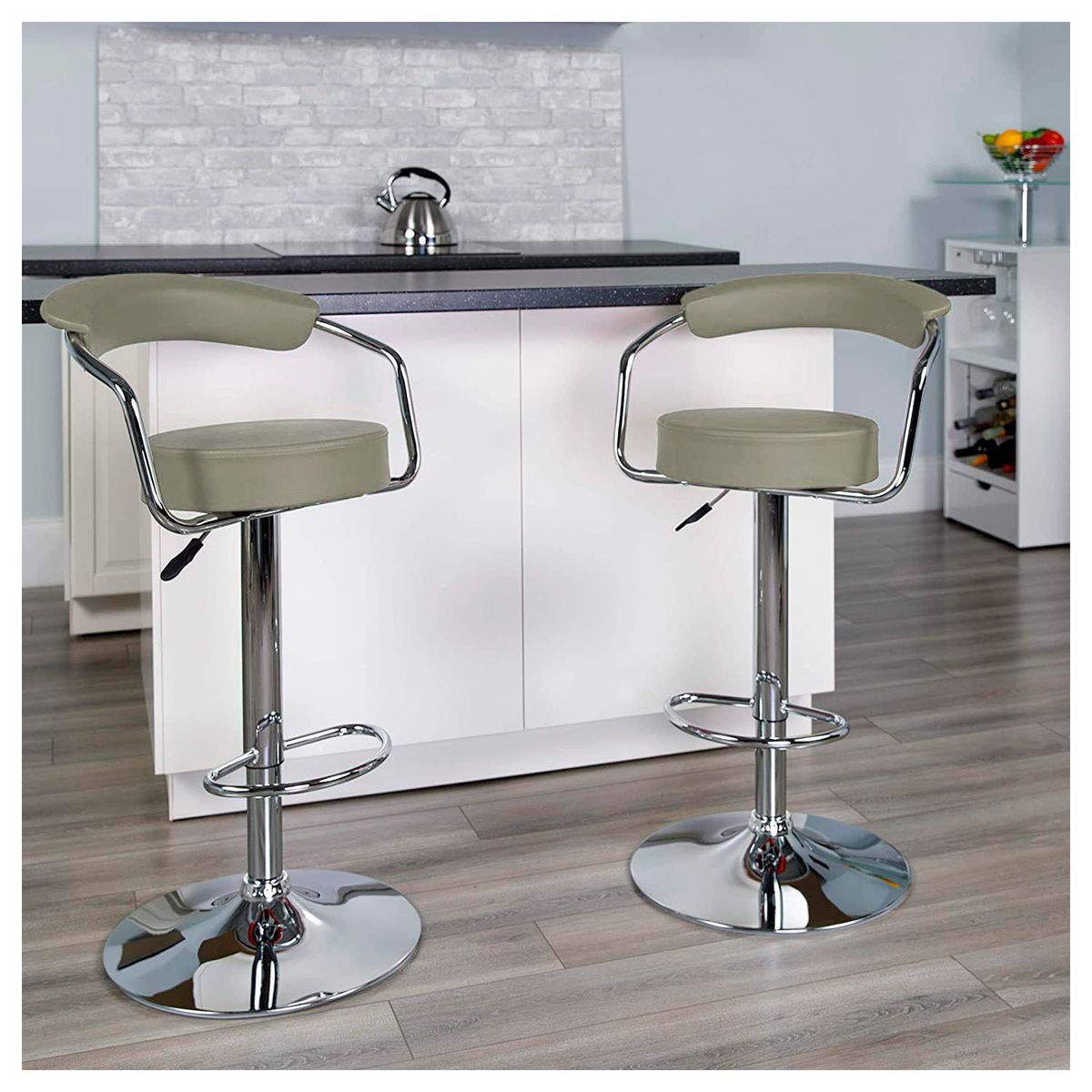 NOVAHUS - Set x 2 Bancos de Bar Taburete Moderno Gris Claro