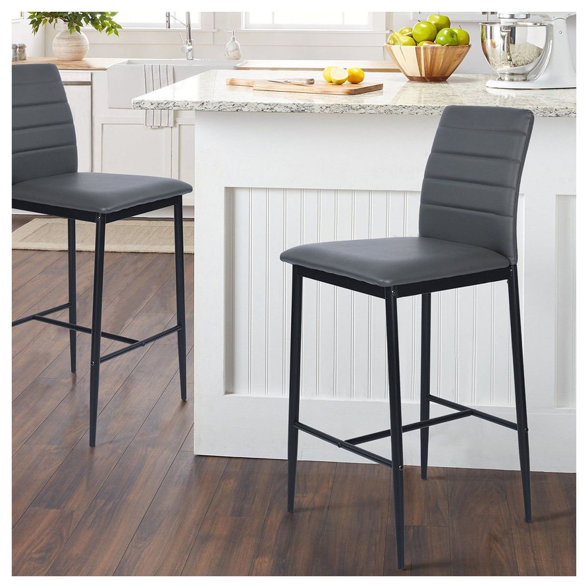 NOVAHUS - Set x 2 Bancos de Bar Boston Gris