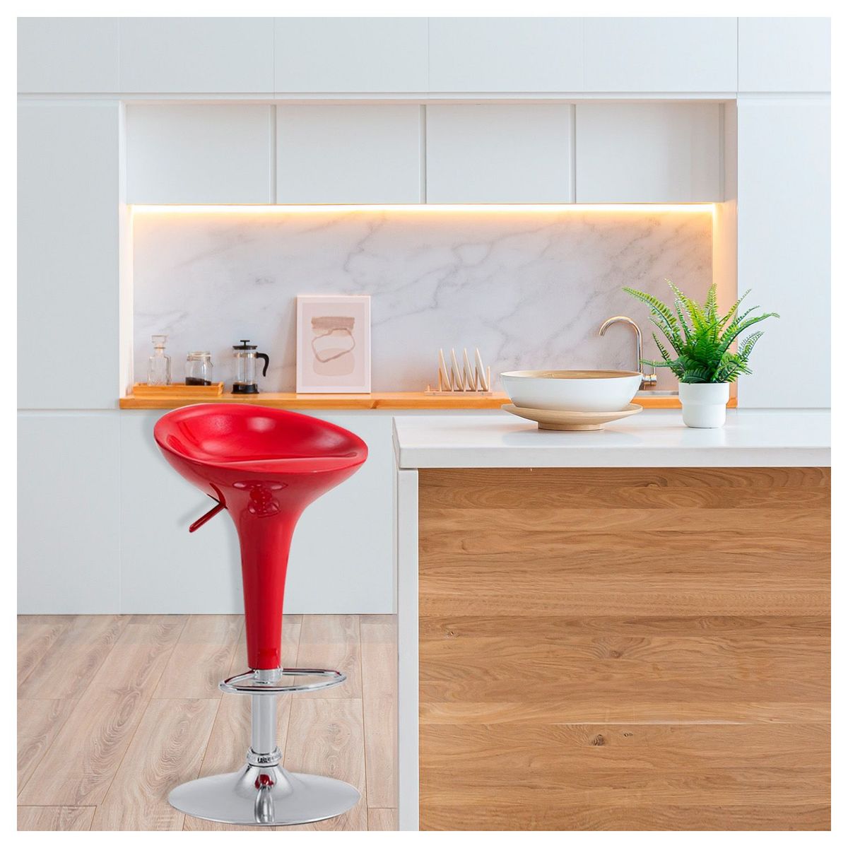 NOVAHUS - Set x 2 Bancos de Bar Curitiba Rojo