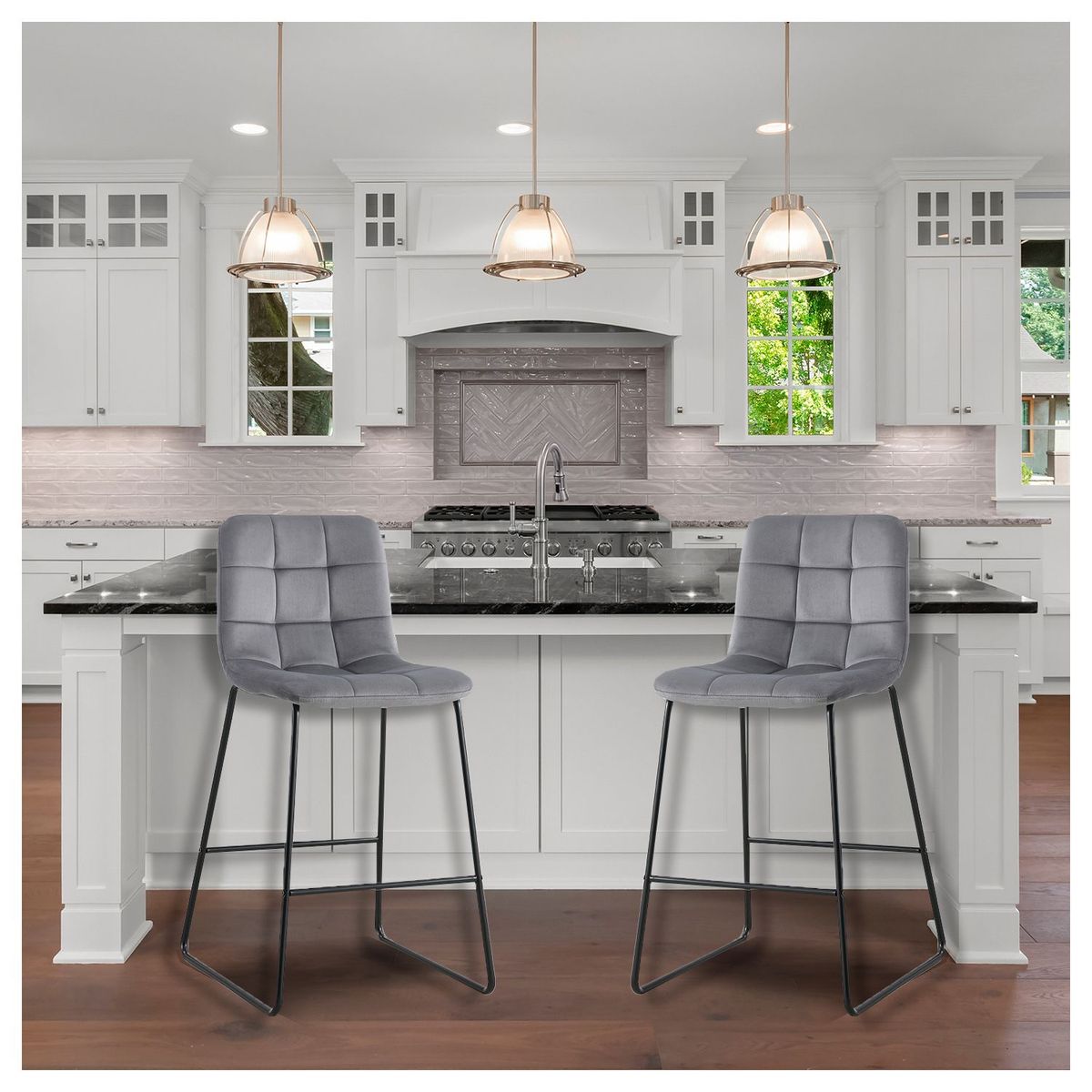 NOVAHUS - Set x 2 Bancos de Bar Boa Vista Gris