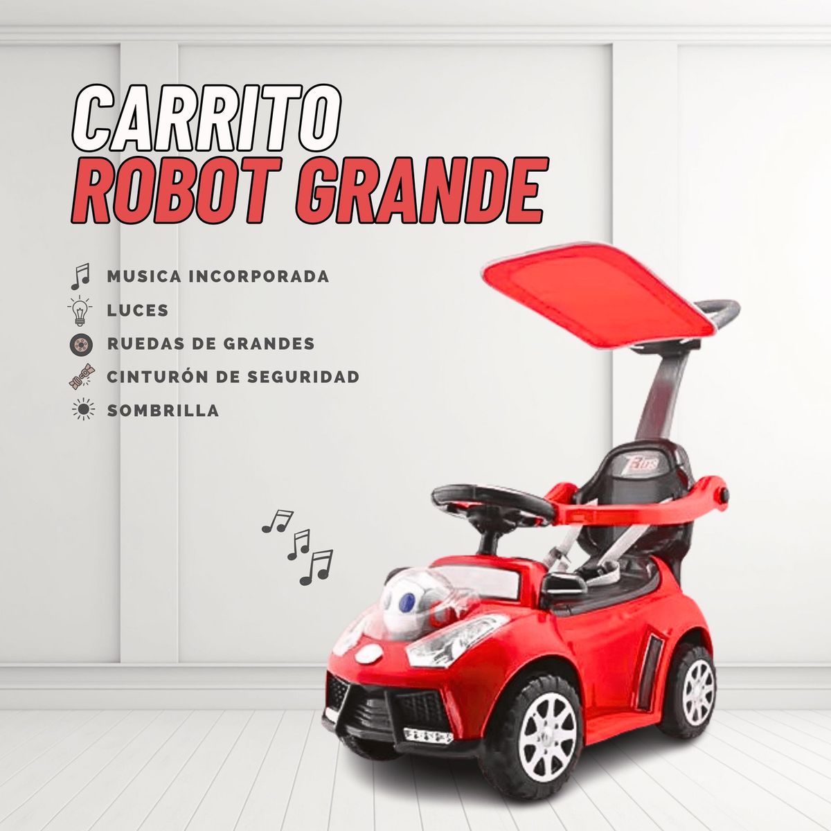 GENERICO - CARRITO DE JUEGUETE ROBOT GRANDE PARA NIÑO