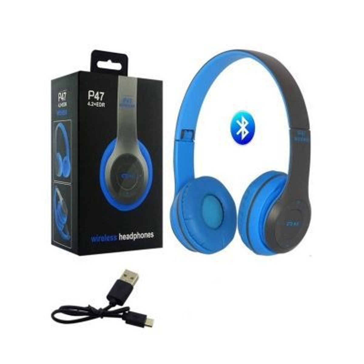GENERICO - Audífono Inalámbrico BLUETOOTH WIRELESS 5.0 P47 Azul