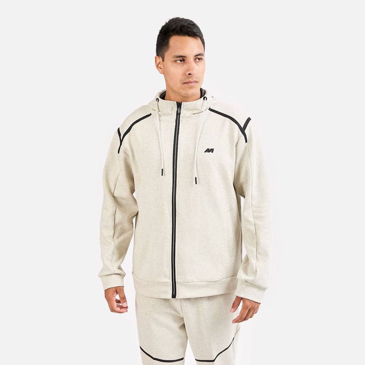 NEW ATHLETIC - BUZO NEW ATHLETIC SPORTWEAR21 GRIS JASPE CON NEGRO PARA HOMBRE