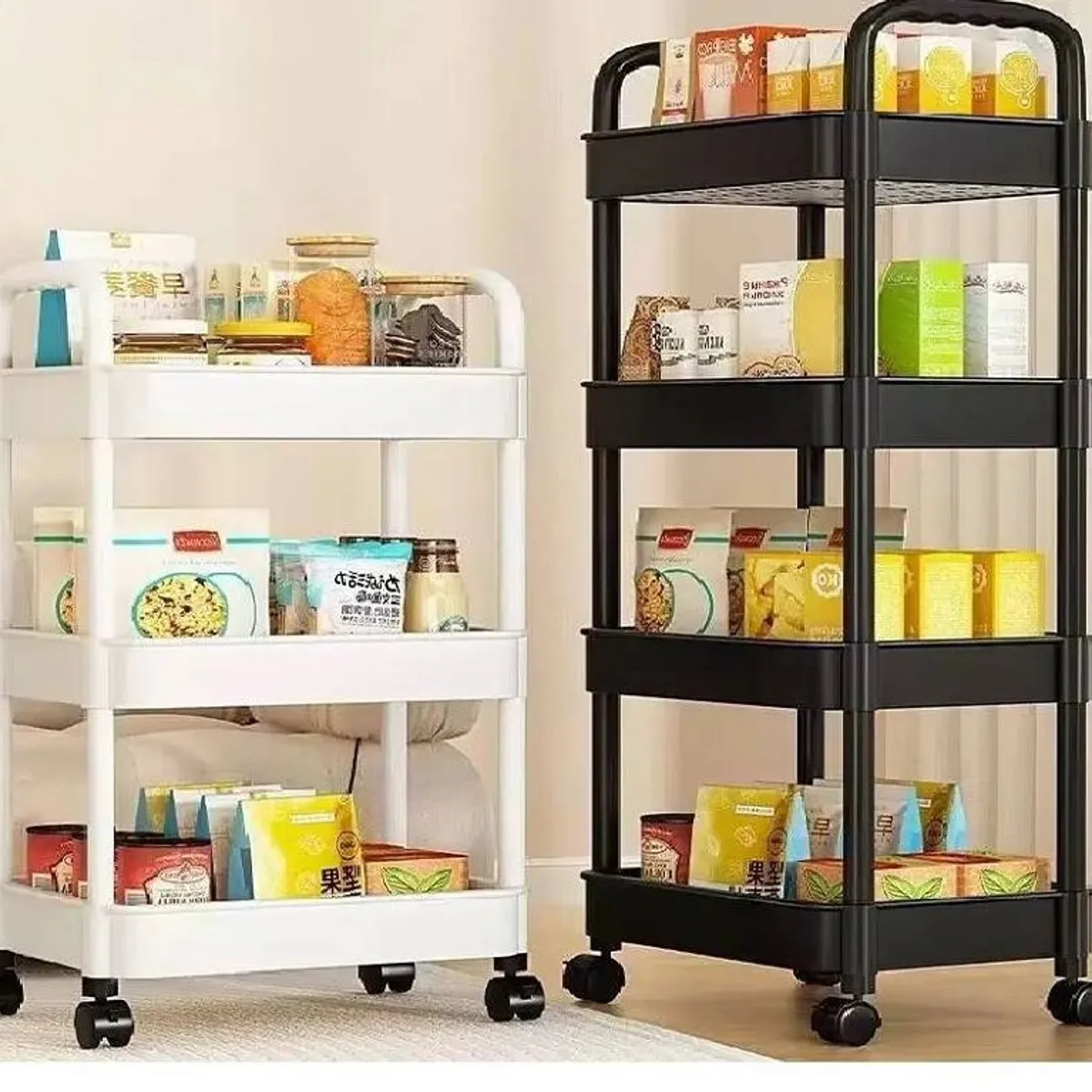 GENERICO - Carrito Organizador Multiusos 4 Niveles con Ruedas -Negro