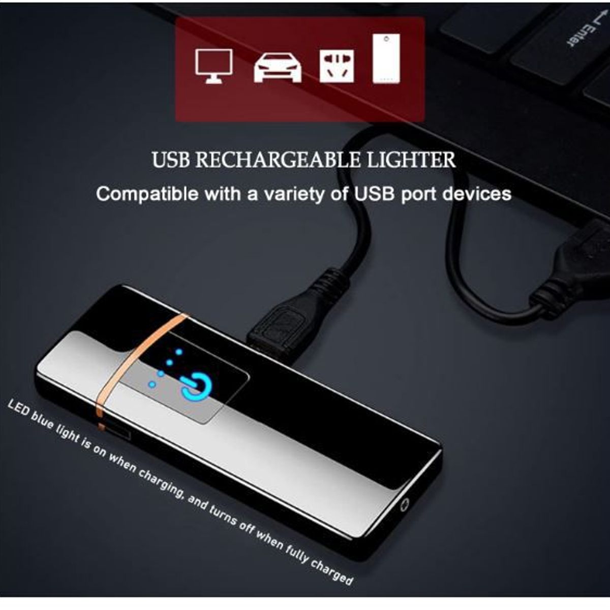 GENERICO - ENCENDEDOR ELECTRICO RECARGABLE CON CARGA USB