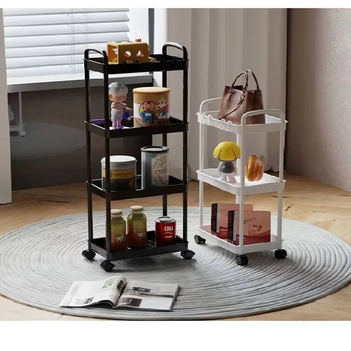 GENERICO - Carrito Organizador Multiusos 4 Niveles con Ruedas -Negro