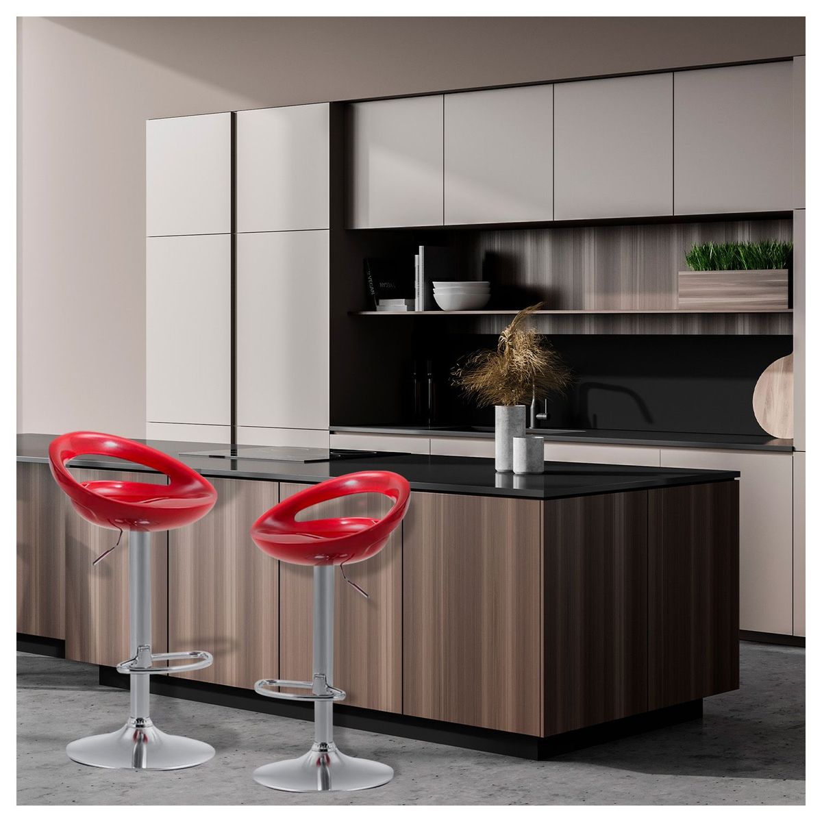 NOVAHUS - Set x 2 Bancos de Bar Porto Alegre Rojo