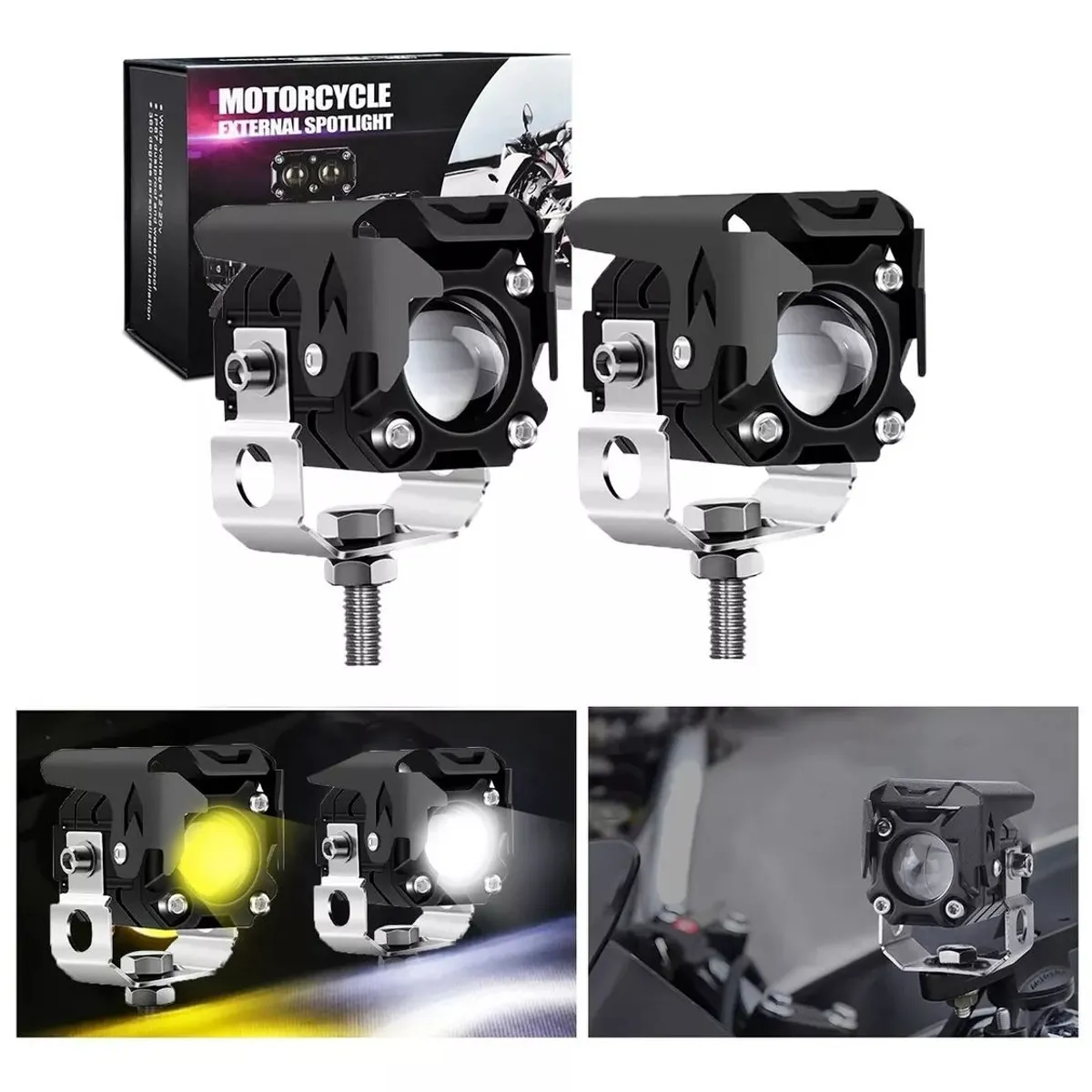 GENERICO - Faros De Lupa De Doble Color De 60w Luz Para Auto Moto