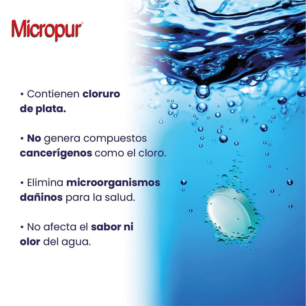 GENERICO - 3 pastillas purificadoras desinfectadoras de agua MICROPUR