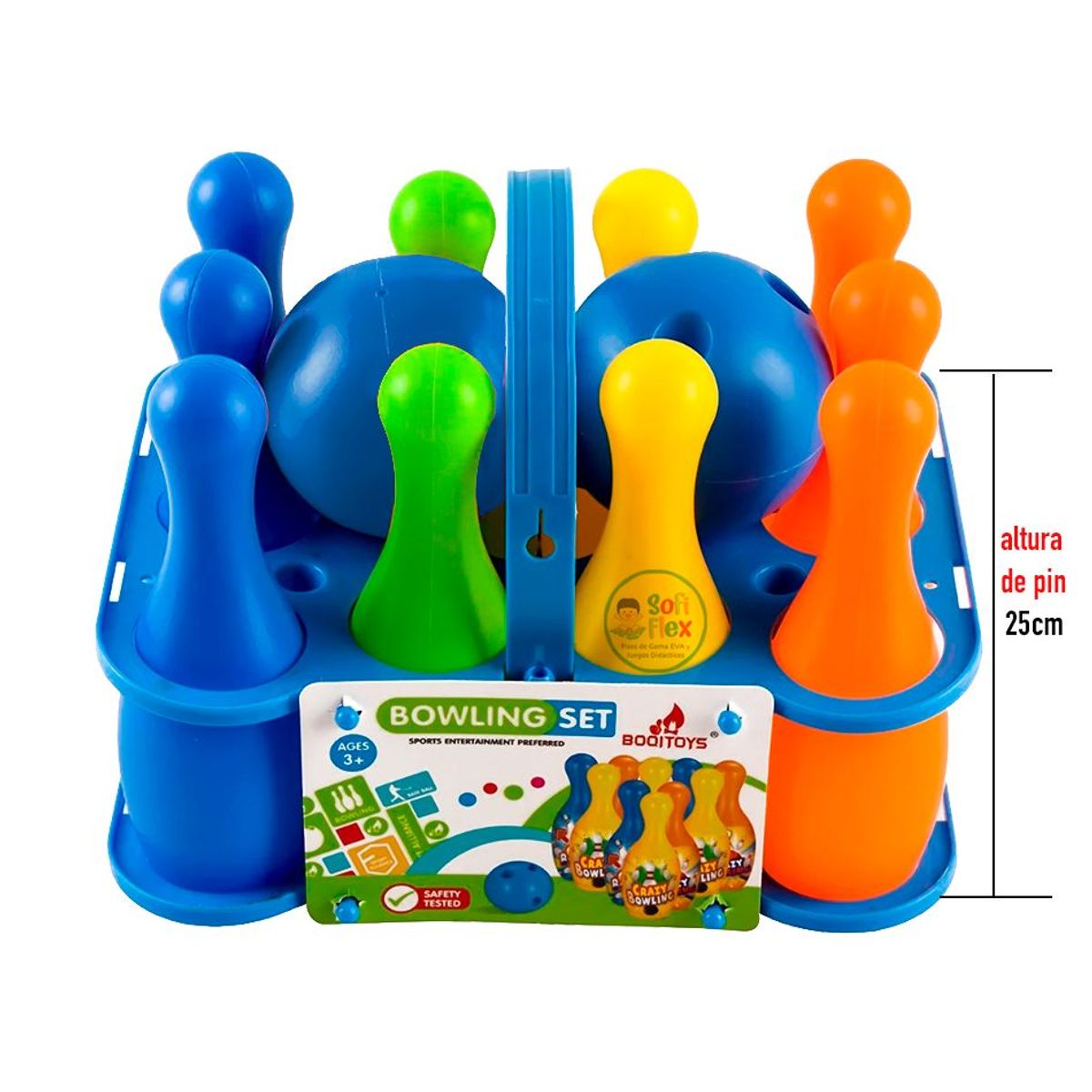 GENERICO - Pack De Bowling Tamaño Grande – Bolos 10 Palos + 2 Bolos