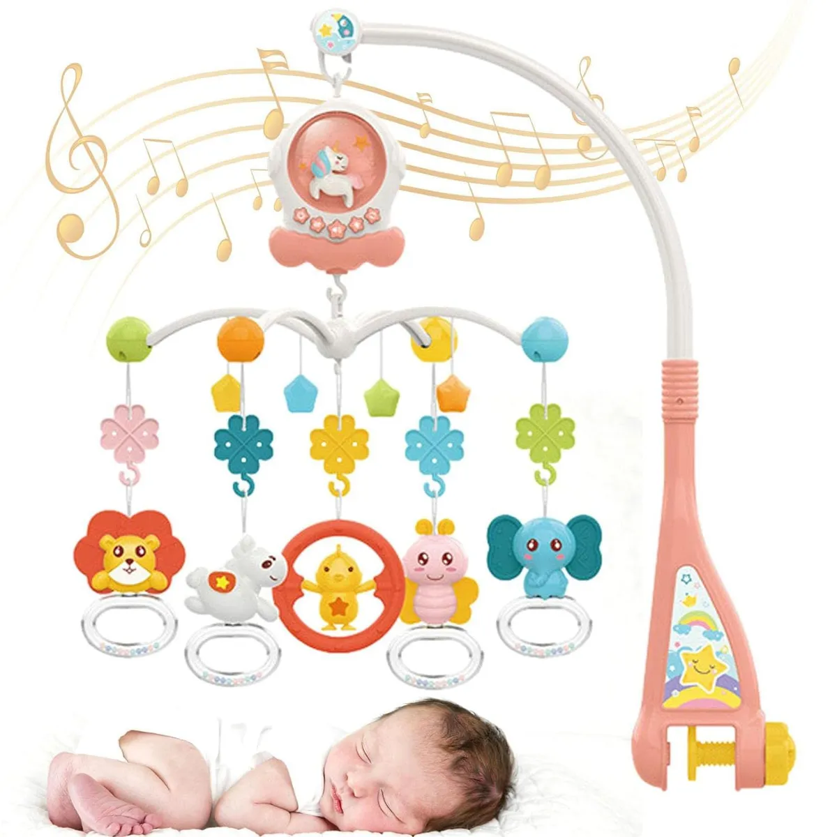 GENERICO - Móvil Giratorio Musical Para Cuna de Bebé - Rosa