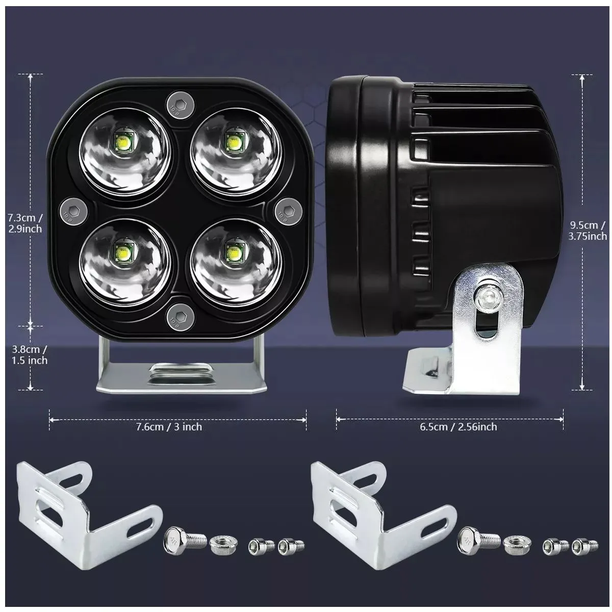 GENERICO - Par Faros De Luz Spot 40w Blanco Para Motocicleta Auto